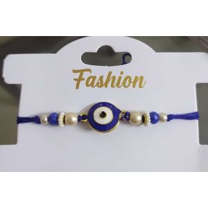 Evileye Rakhi, Mattel #Evileye, Golden Pearls Blue Pearls With Cotton Thread
