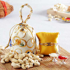Rakhi with Cashew nuts  Potli