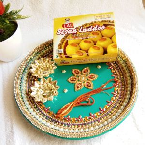 Decorative Puja Thali With Besan Laddoo