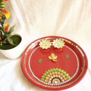 Decorated Steel Puja Thali
