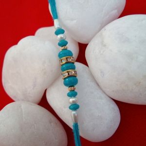 Skyblue Beaded Stone Rakhi