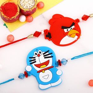 Doraemon And Angry Bird Rakhi Set For Kids