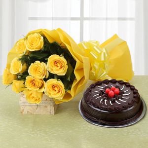 Yellow Roses And Cake