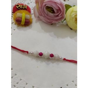 Pearls Bhai Rakhi with Cotton Thread. Roli Chawal With RamRam